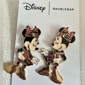 BaubleBar Festive Minnie Mouse Earrings in Red and Green